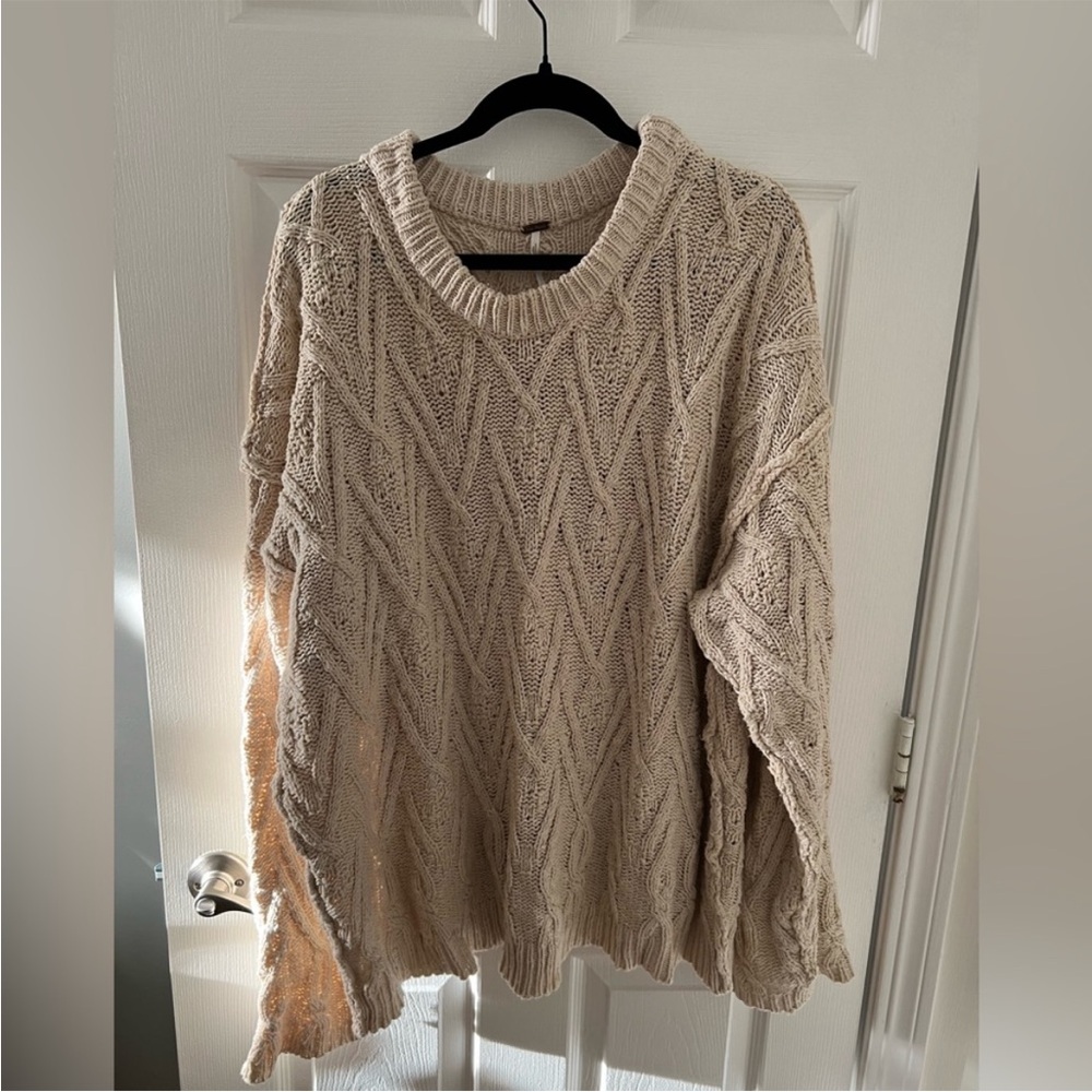 Free People Isla Cable Stitch Tunic Sweater, XL